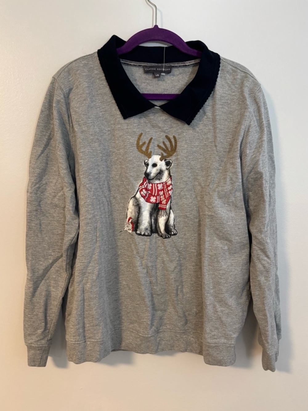 Vintage Classic Editions Holiday Bear Deer Cute Ugly Christmas Sweater Large